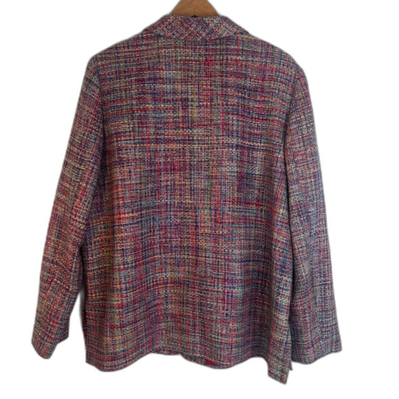 Nordstrom Colorful Tweed 100% Silk Blazer Jacket Lightweight Bold Maximal Sz XL - Picture 10 of 11